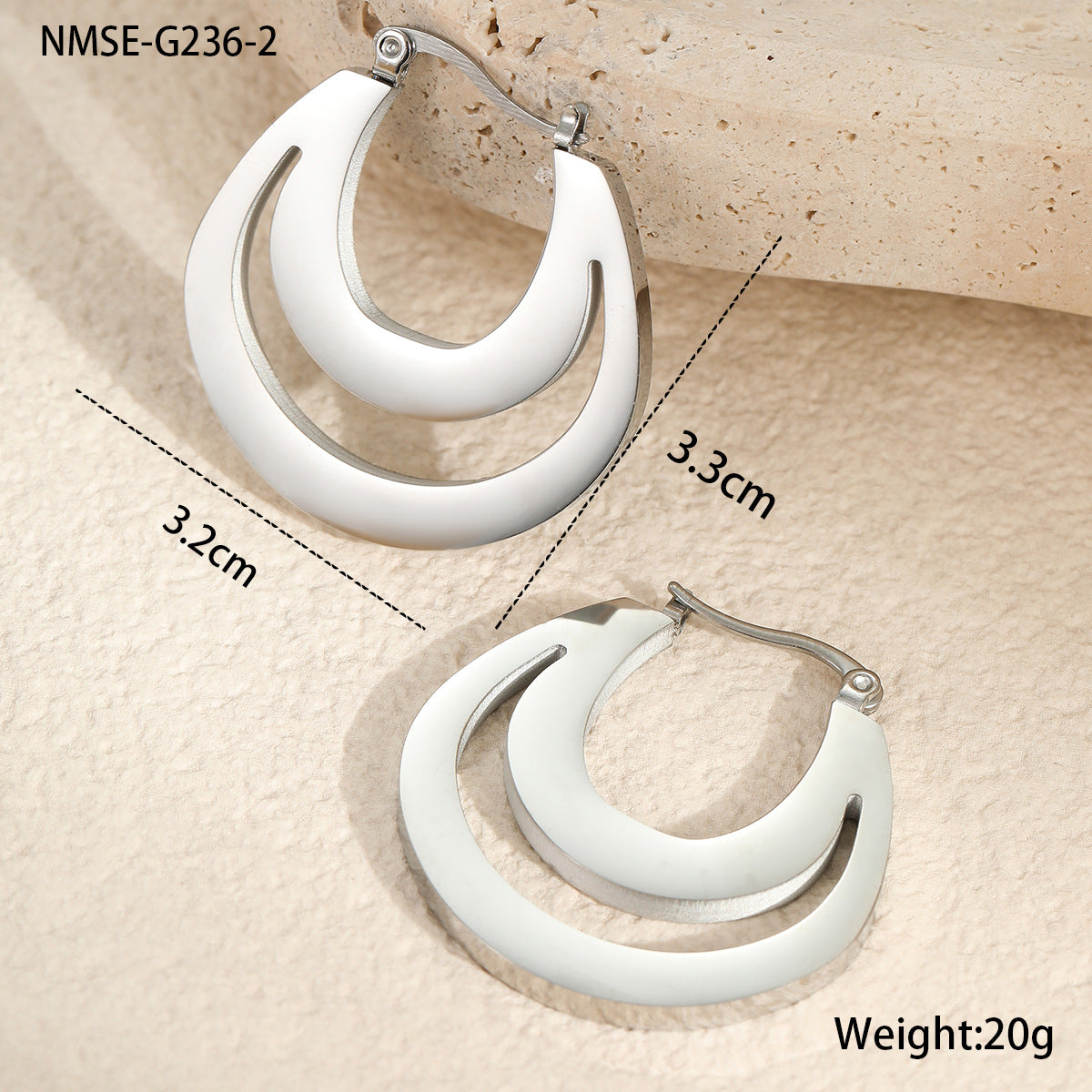 Minimalist Geometric Stainless Steel Earrings with 18K Gold Plating for Women — Fashionable Office-Ready Elegant Hoop and Circle Design