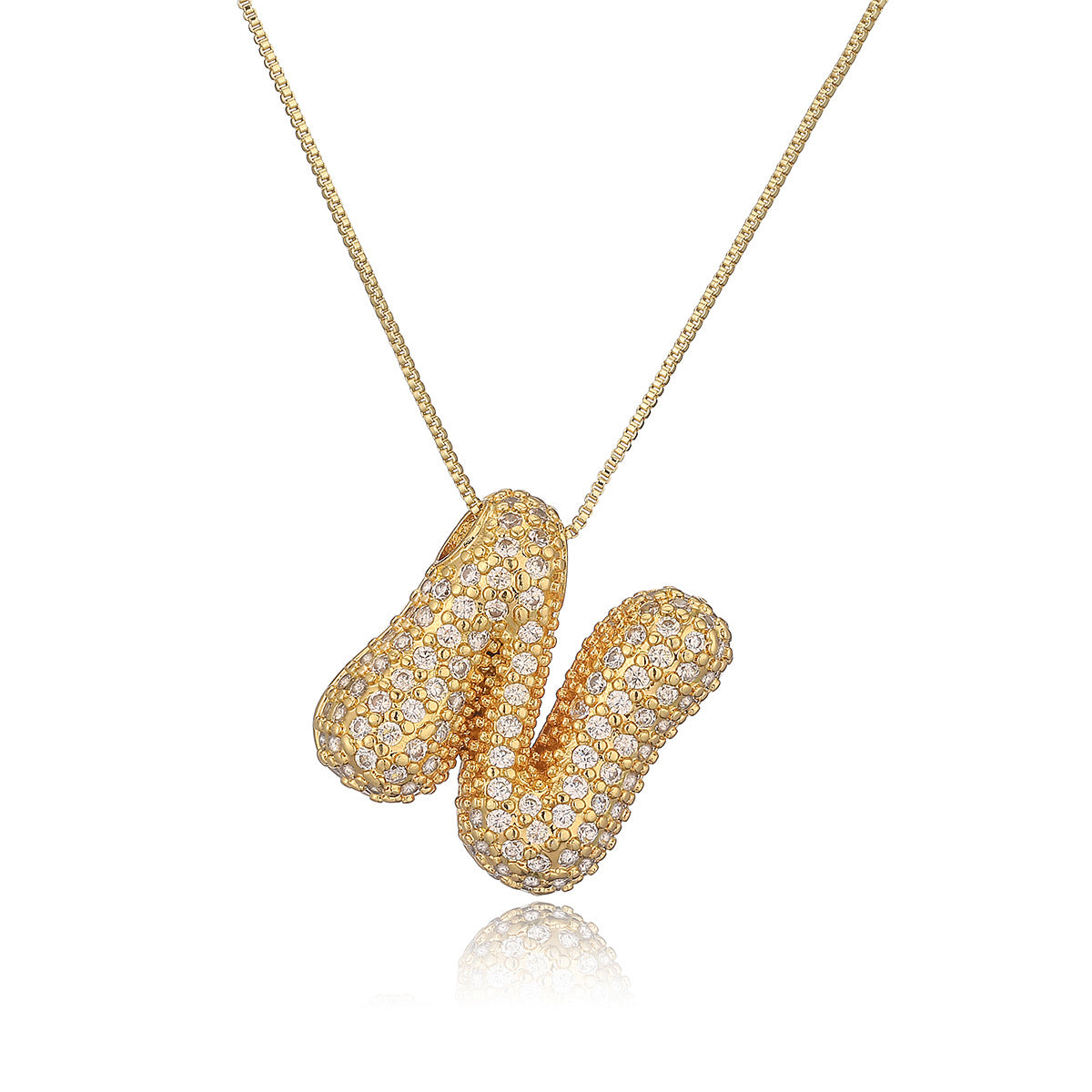 Collana a forma di lettera minimalista in rame placcato oro vero da donna
