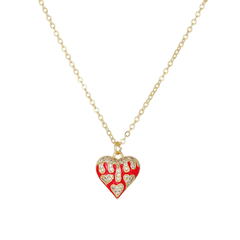 Elegant Heart Brass Micro-Paved Cubic Zirconia Pendant Necklace for Women