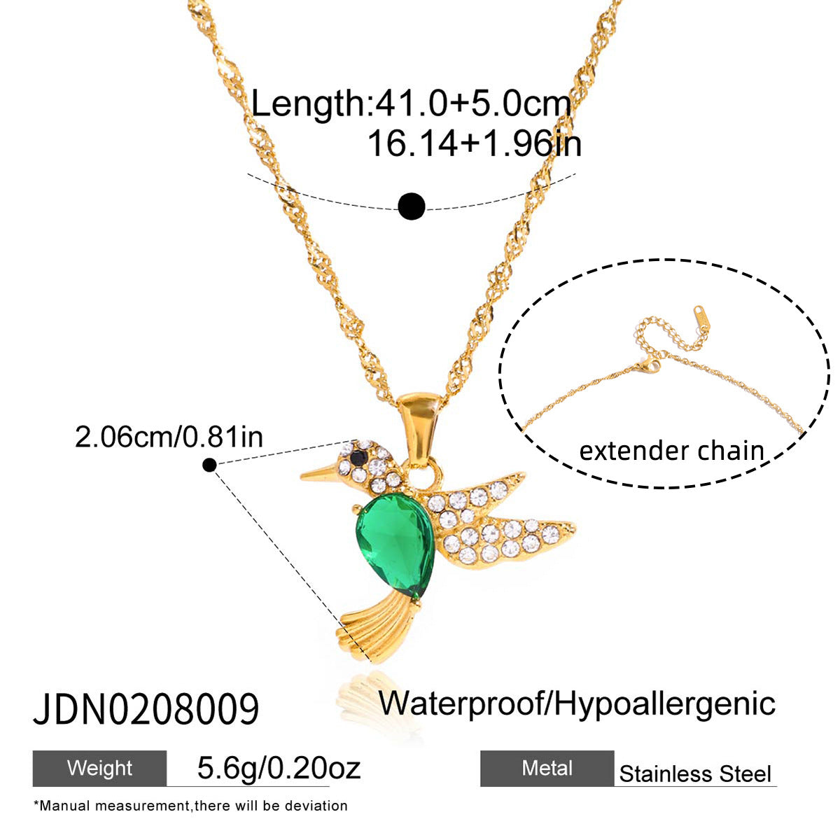 Collana con ciondolo a forma di uccello geometrico, minimalista di lusso, in acciaio al titanio placcato oro 18 carati da donna