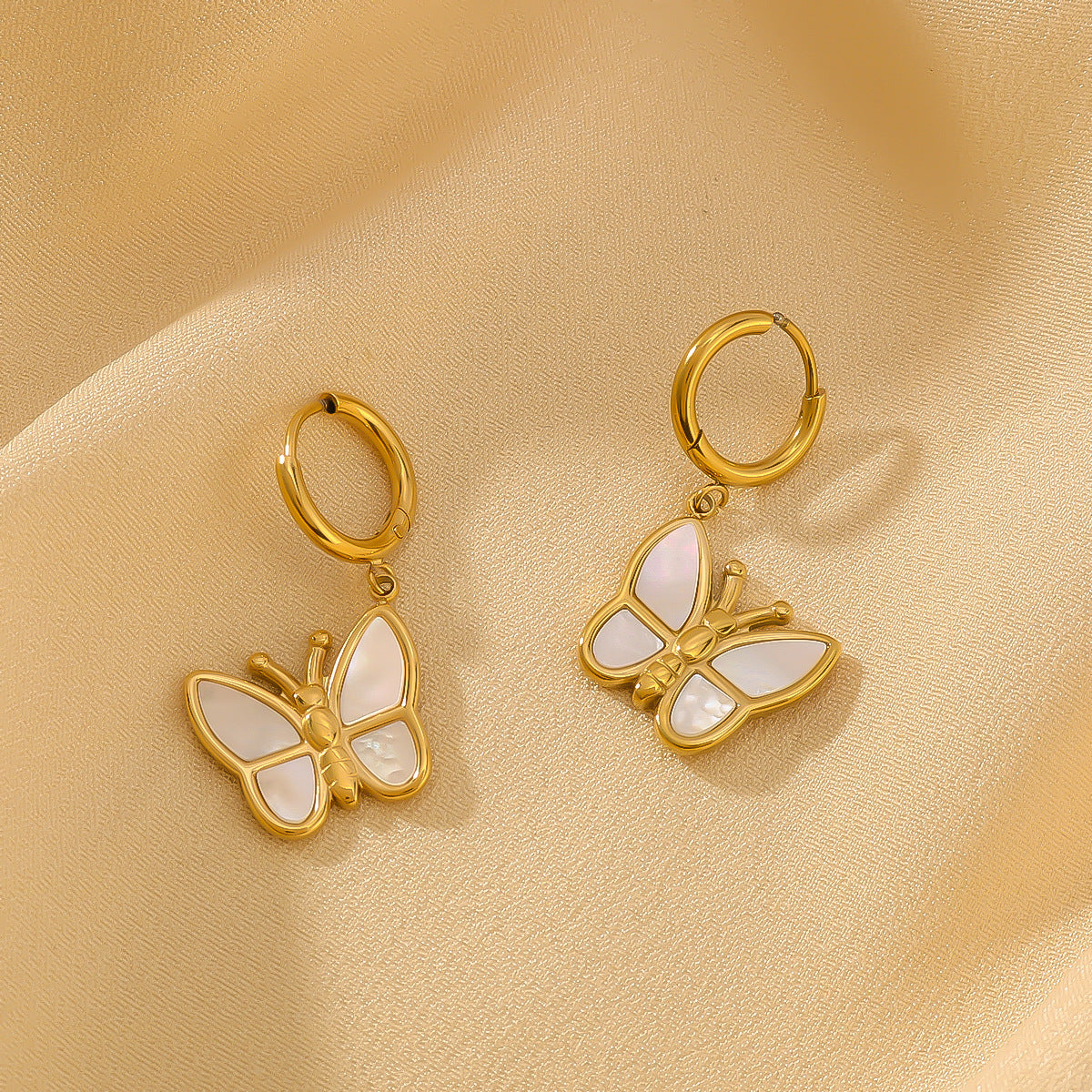 Elegant Butterfly-Shaped Stainless Steel Earrings with 18K Gold Plating for Women, Hypoallergenic and Inspired Design