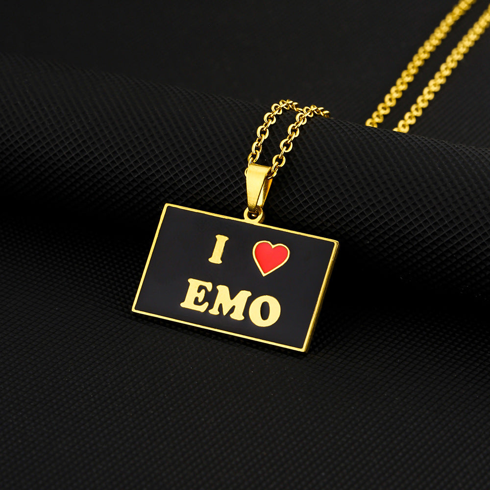 Elegant Geometric Stainless Steel Letter Pendant Necklace with Plated Finish for Men and Women