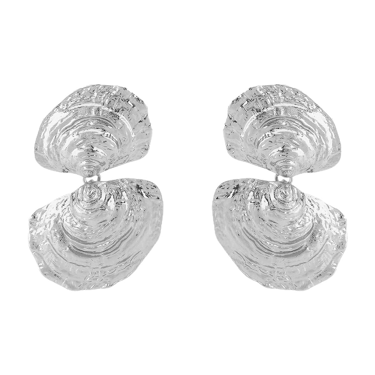 Pendientes de Aleación con Textura Geométrica Ondulada Minimalista y Postes de Acero Inoxidable, Diseño Irregular Inspirado en Conchas Marinas para Mujer