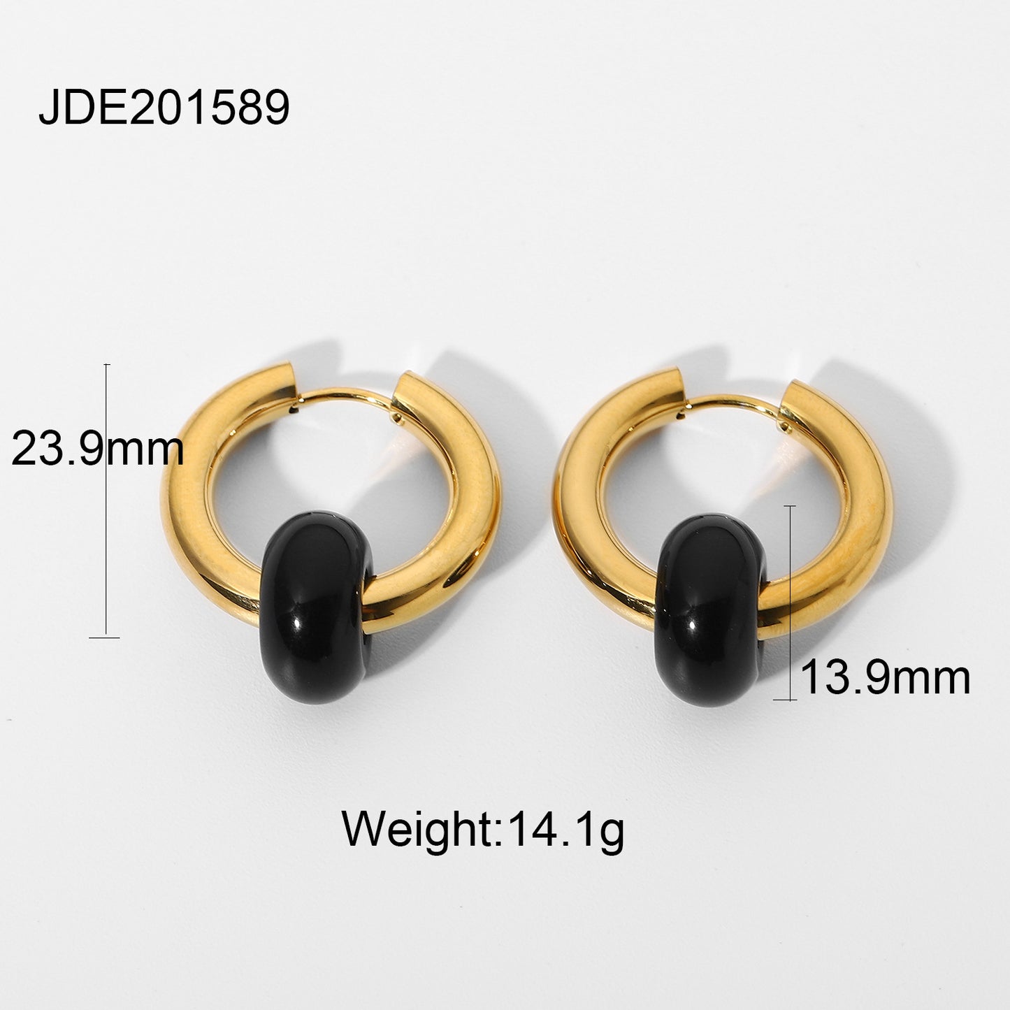 Orecchini Minimalisti Rotondi in Acciaio Inossidabile con Ciondolo Placcato Oro 18K
