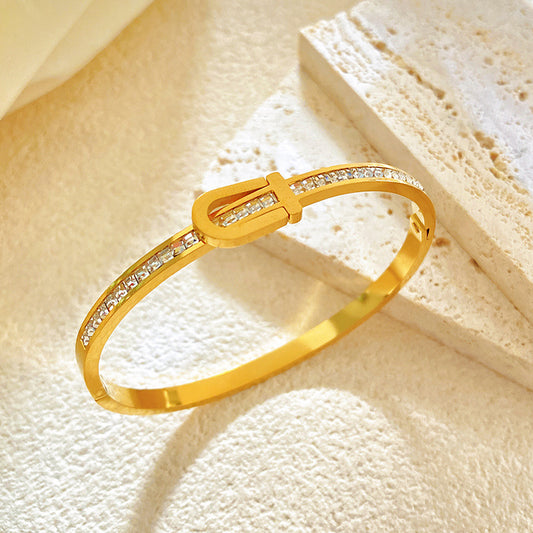 Luxury Minimalist Titanium Steel Plated Bracelet with Starry Sky Pattern