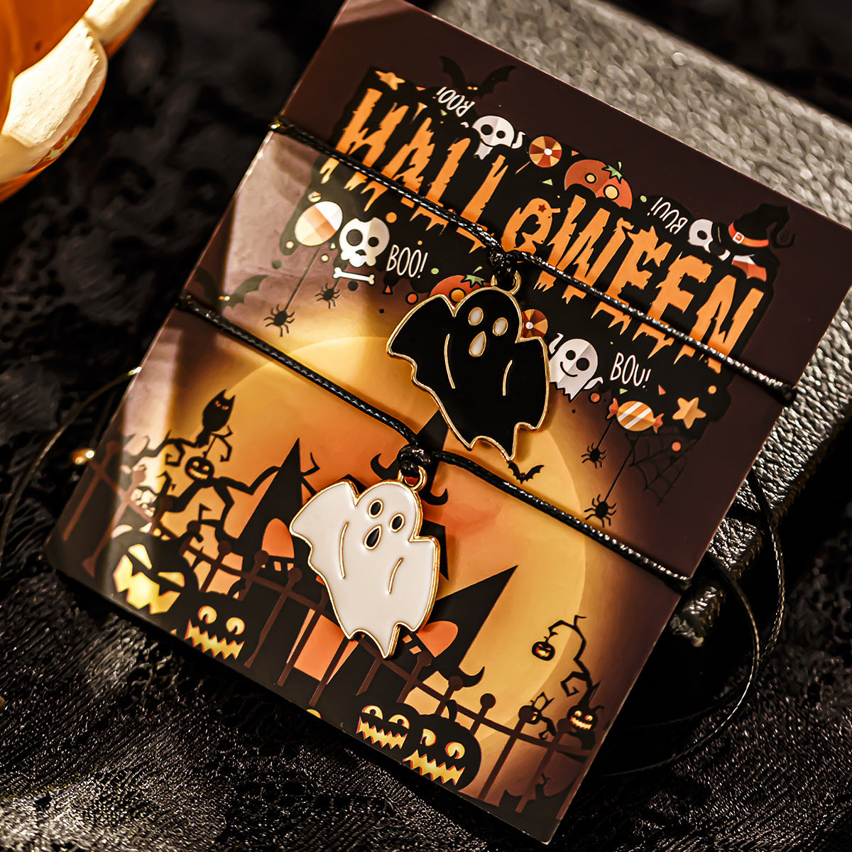 Playful Halloween Ghost and Pumpkin Charm Bracelet for Women Alloy Electroplated Cartoon Style Accessory
