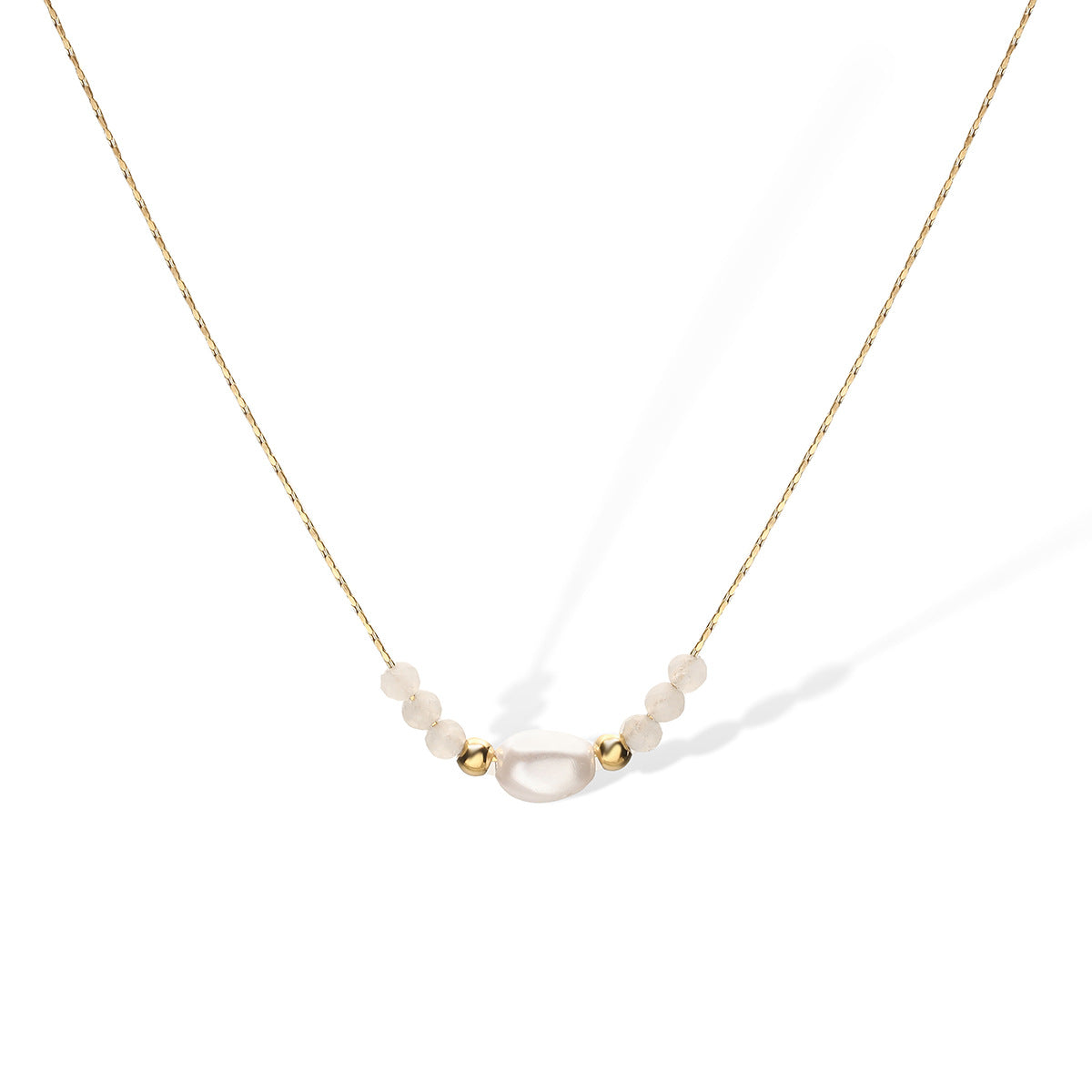 Collana da Donna Minimalista Geometrica in Acciaio Inox con Perline Elegante Versatile a Catena per Clavicole