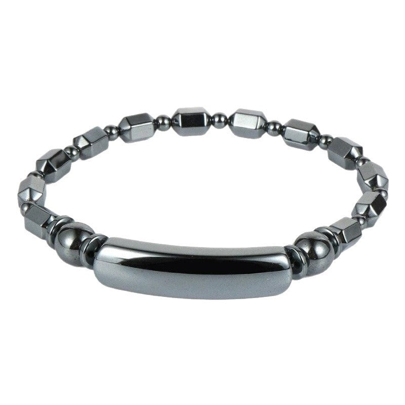 Casual Geometric Round Hematite Beaded Stretch Bracelet for Men