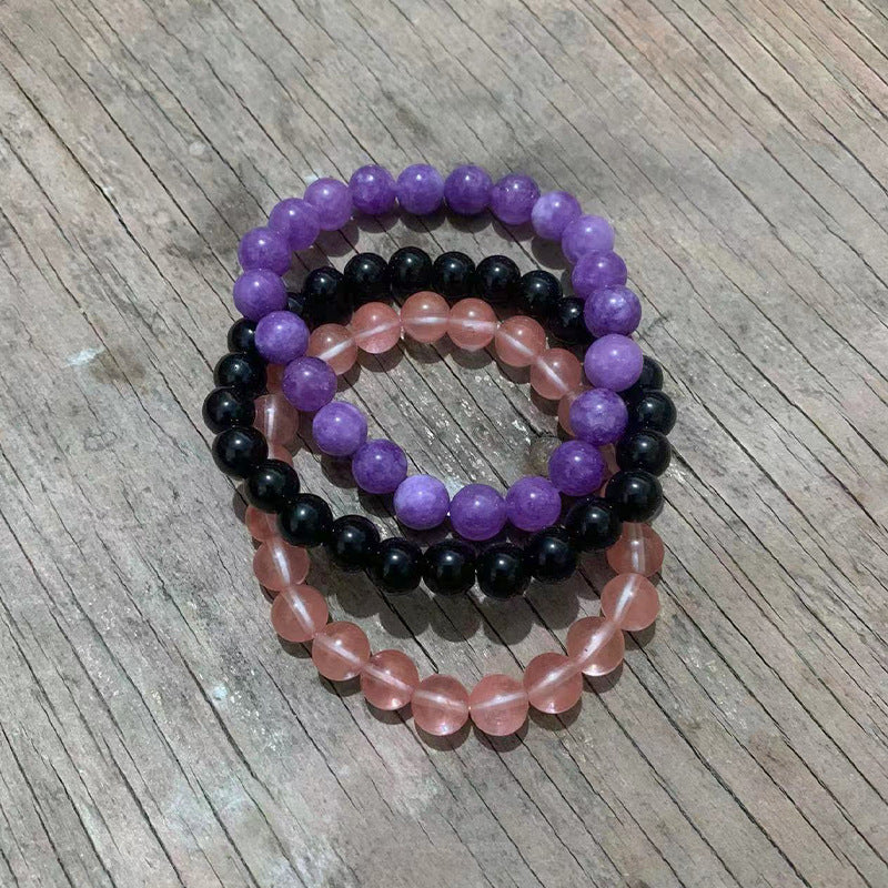 Unisex Geometric Alloy Bracelet Set with Tiger Eye, Green Aventurine and Red Agate Beads