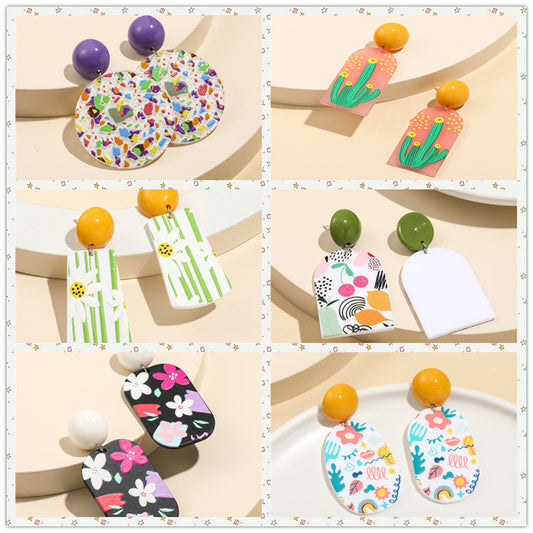 Cute Daisy Flower Acrylic Stud Earrings for Kids with 925 Silver Posts, Floral Pattern Design