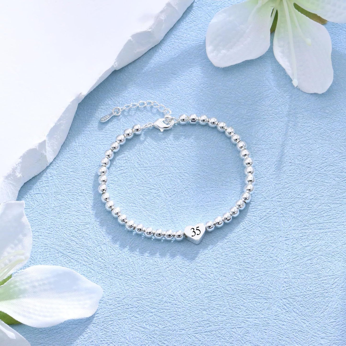 Personalized Heart Letter Number Brass Plated Silver Adjustable Bracelet Unisex Jewelry