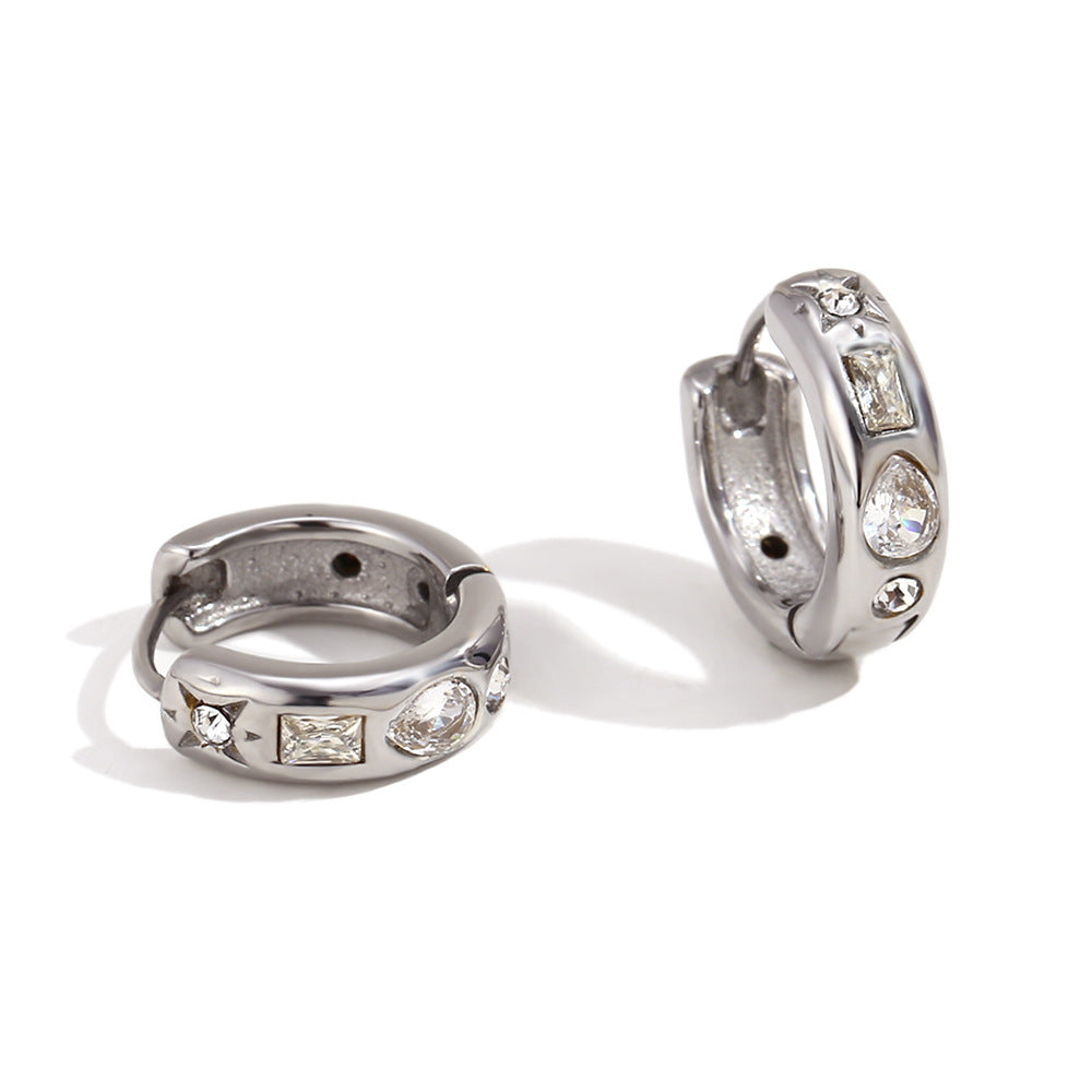 Orecchini a perno da donna Fashion OL minimalisti in acciaio inossidabile placcato oro 18K a forma di cuore, fiore e ventaglio