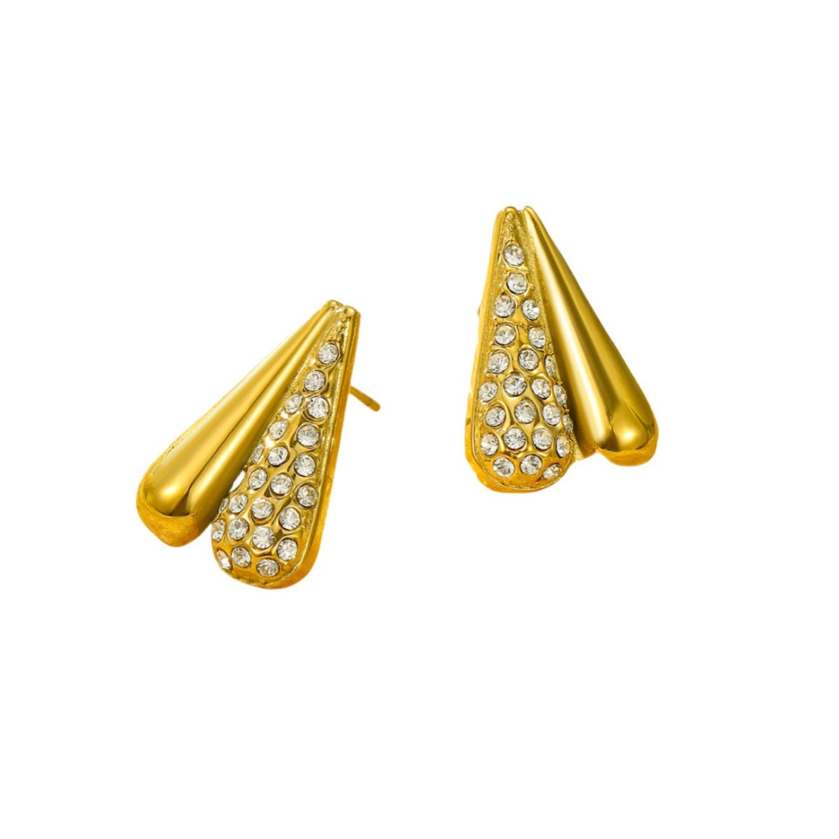 Pendientes de titanio y acero con circonitas huecas en forma de corazón, minimalistas y a la moda para mujer, con acabado chapado