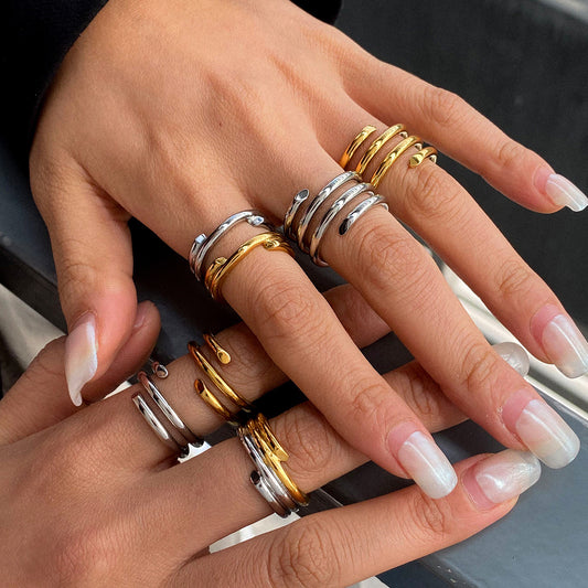 Minimalist Geometric Plated Stainless Steel Ring for Women