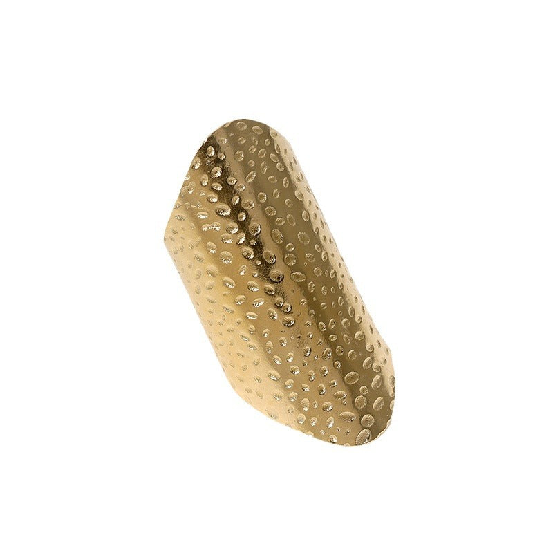 Punk Style Irregular Textured Wide Stainless Steel Ring for Men Unisex Adjustable Finger Ring with Plated Finish