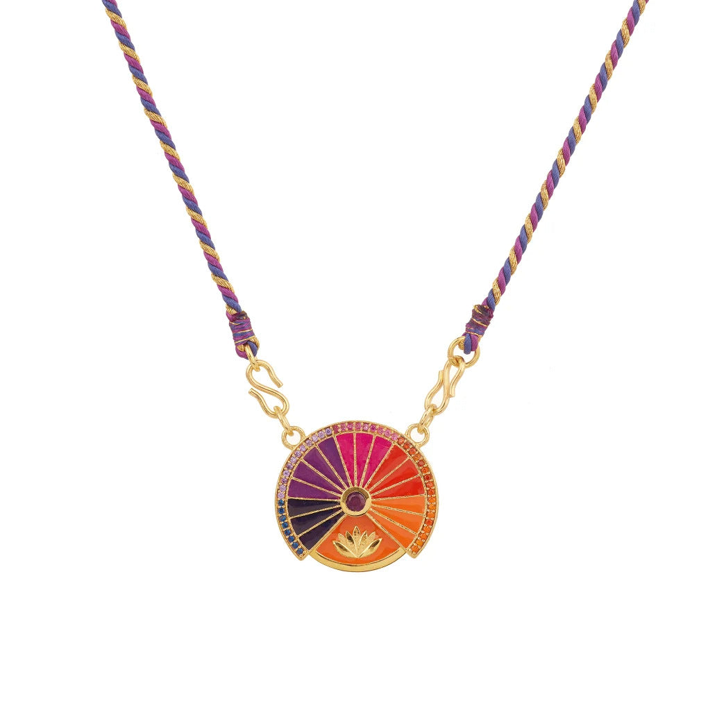 Collana con Pendente Girevole Tarocchi con Motivi Floreali e a Cuore, Design a Moneta in Rame Placcato Oro, Gioiello di Moda per Ufficio da Donna