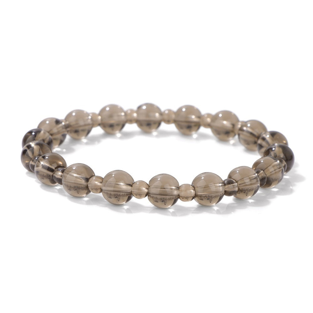 Minimalist Sweet Natural Crystal Beaded Bracelet Unisex 8mm Elastic Stretch Bangle with Star and Geometric Charms