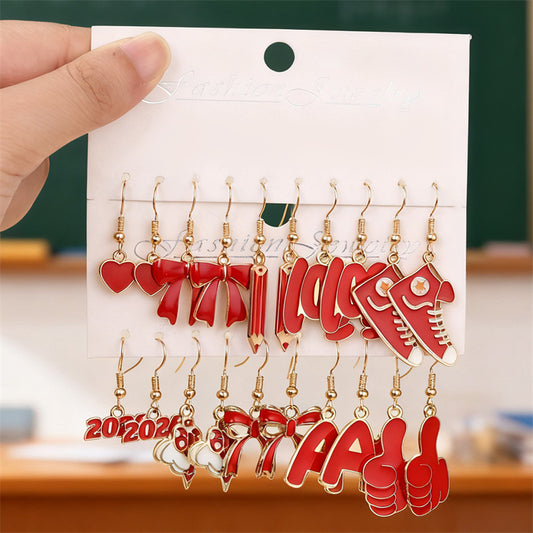 Pendientes de aleación con forma de lazo minimalistas con incrustaciones de perlas para niñas de 3 a 10 años