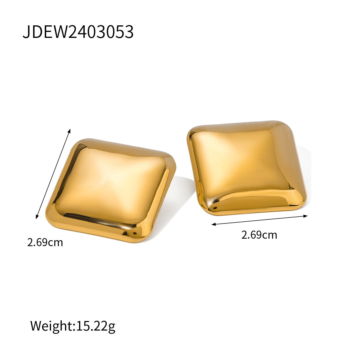 18K Gold Plated Smooth Square Geometric Stainless Steel Earrings for Women