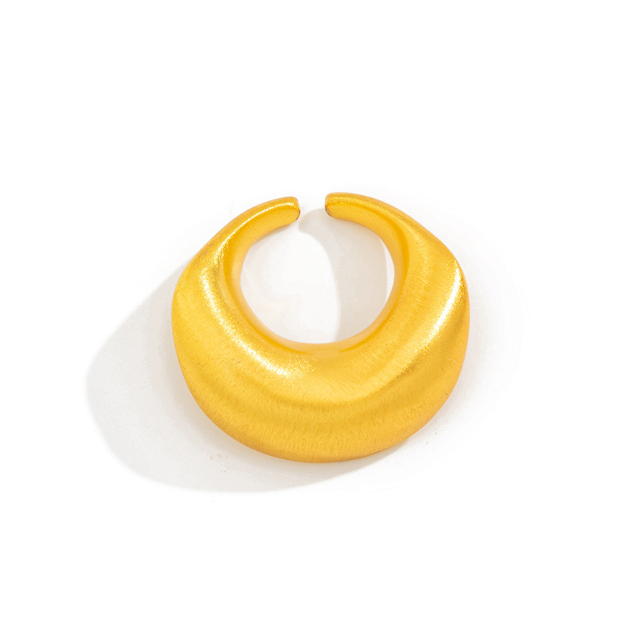 Anello da donna in lega a forma di arco geometrico minimalista con finitura spazzolata e design a fascia aperta