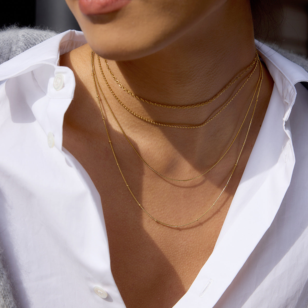 Minimalist U-Shaped Titanium Steel Pendant Necklace with 18K Real Gold PVD Vacuum Plating for Women