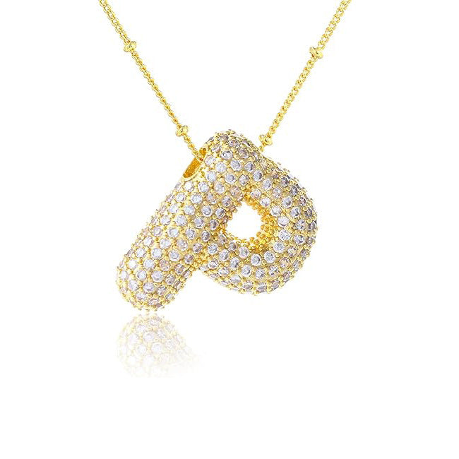 Fashion Plated Brass Letter Bubble Pendant Necklace for Women