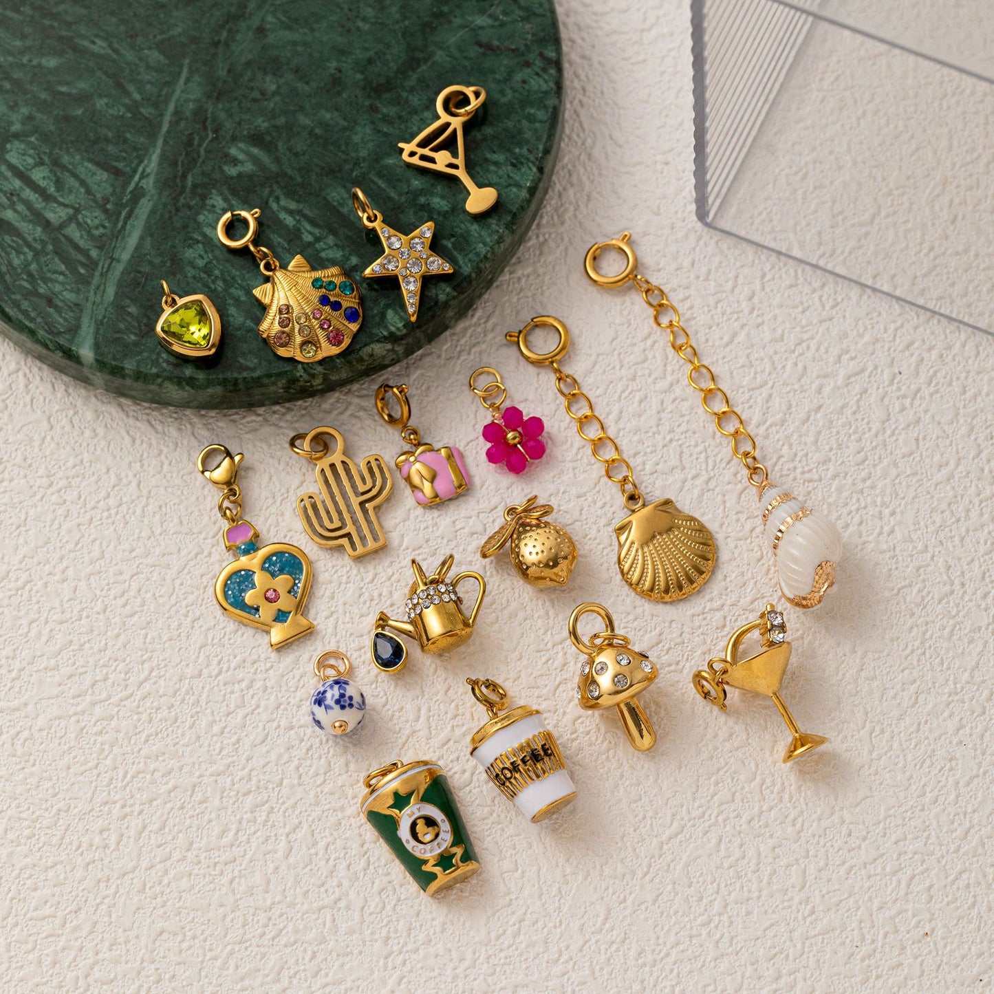 Vintage 18K Gold Plated Stainless Steel Star Pendant Charm Bar for Women