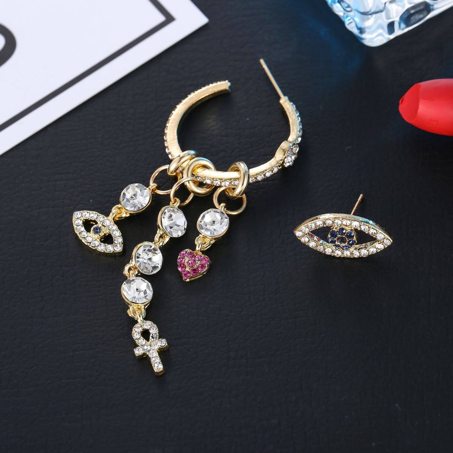 Fashion Geometric Eye Micro-inlay Cubic Zirconia Irregular Alloy Earrings