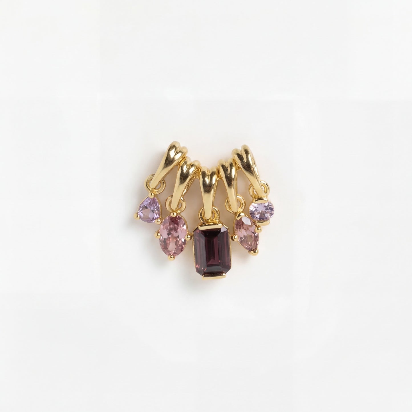 Vintage Geometric Stainless Steel PVD Plated 18K Gold Birthstone Charm Bar for Women