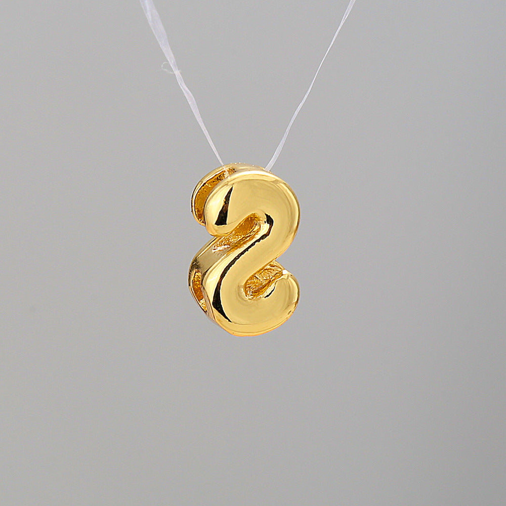Gold Plated Brass Letter Pendant Stainless Steel Box Chain Necklace Charm Bar