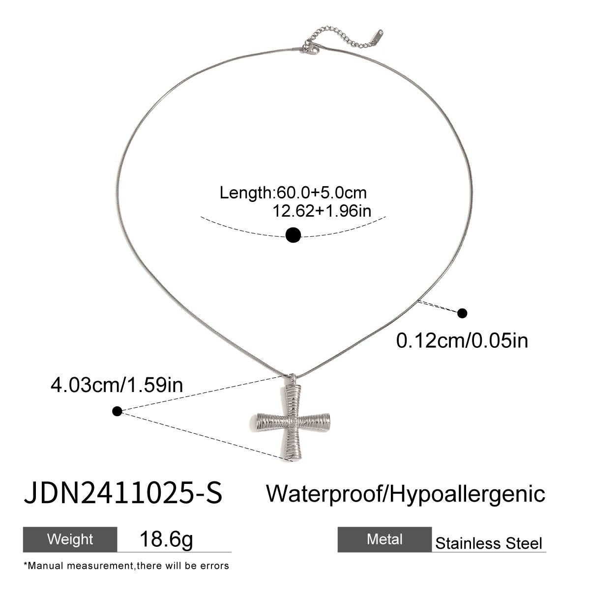 Luxury Geometric Cross Stainless Steel Plated Necklace for Women