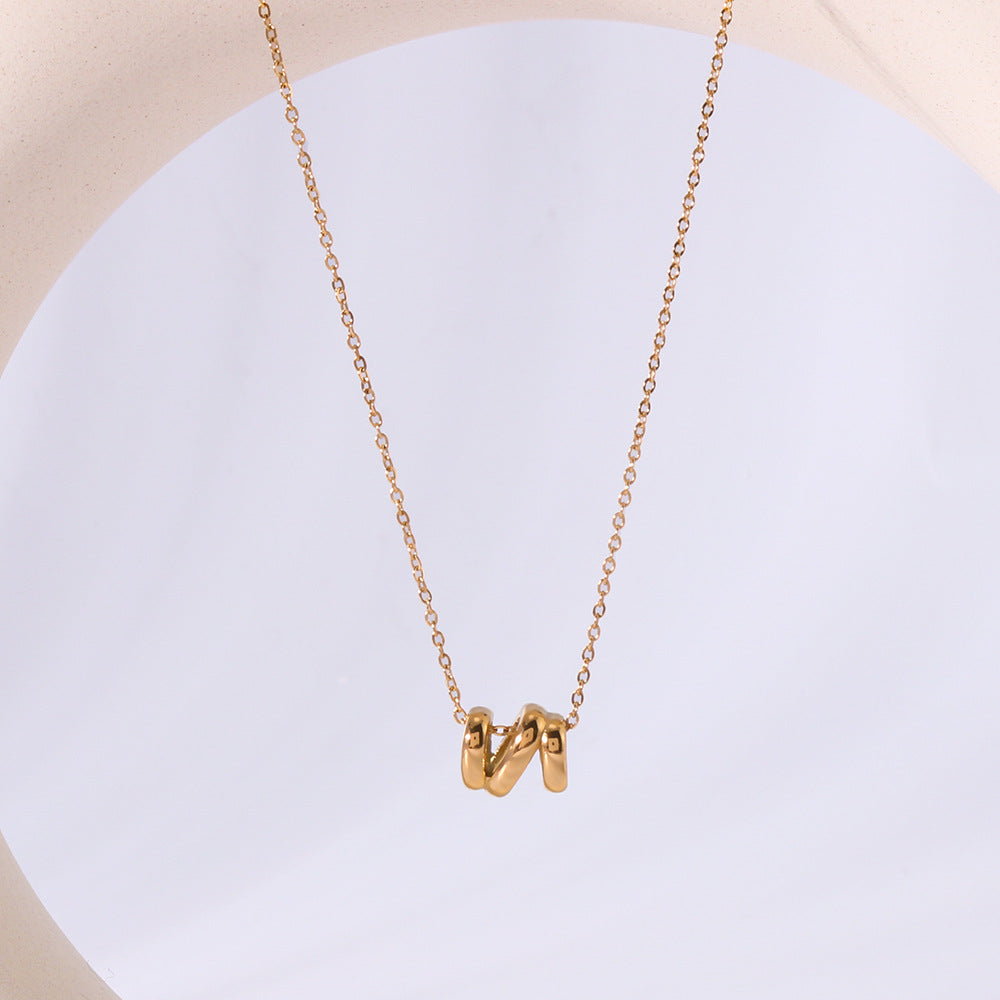 Minimalist Ins Style Hollow Letter N Pendant Necklace for Women in Titanium Steel with 18K Gold Plating and Snake-Resistant Waterproof Finish