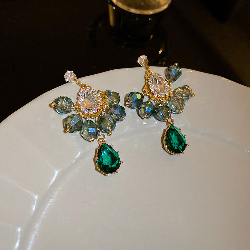 Orecchini in Stile Barocco a Forma Floreale con Strass e Perni in Acciaio Inossidabile per Donna