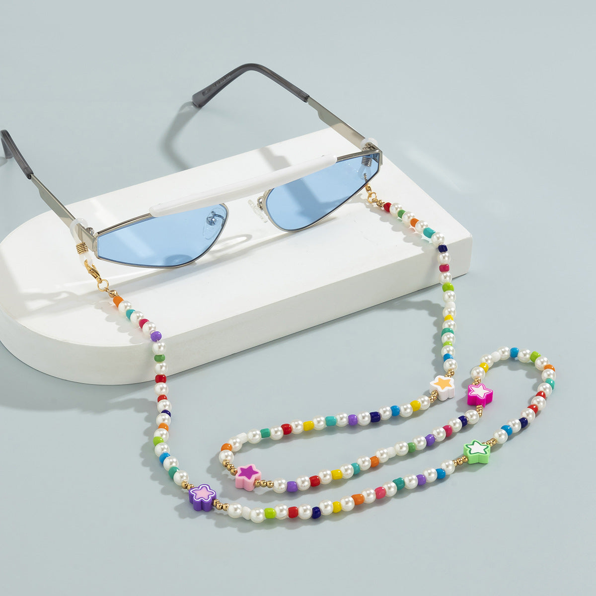 Minimalist Resin Star Fruit Eyeglass Chain with Imitation Pearl Beads for Women