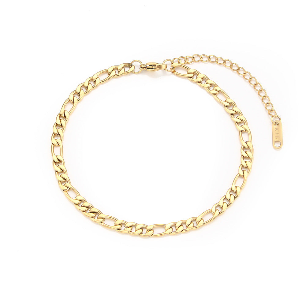 Bracciale Figaro da donna in acciaio inossidabile placcato oro con design geometrico in stile Punk