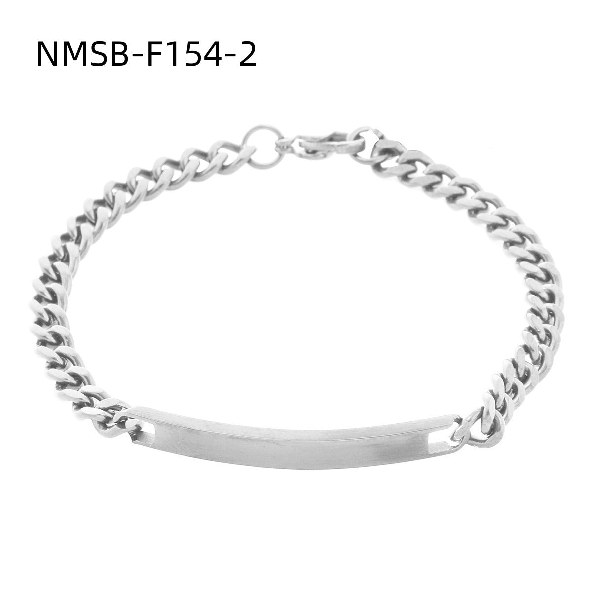 18K Gold Plated Geometric Rectangle Titanium Steel DIY Charm Bar Bracelet for Women