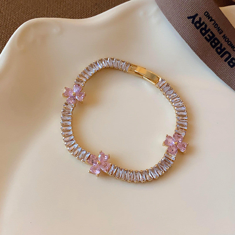 Luxury Elegant Geometric Alloy Plated Bracelet with Cubic Zirconia for Women