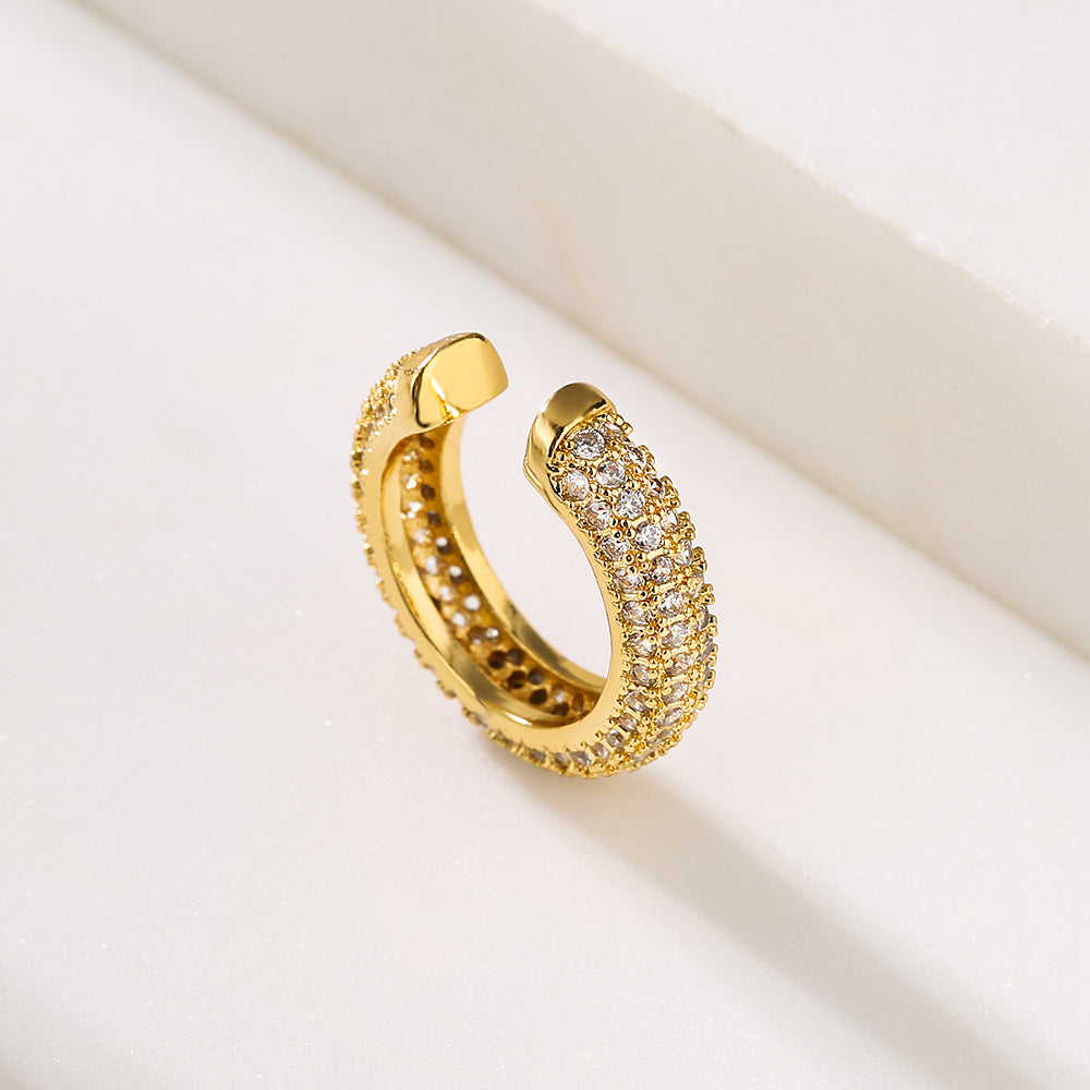 Minimalist U-Shaped Ear Clips for Women Made of Brass with Micro-Pavé Zirconia