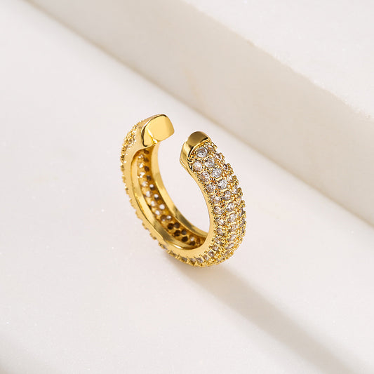 Minimalist U-Shaped Ear Clips for Women Made of Brass with Micro-Pavé Zirconia