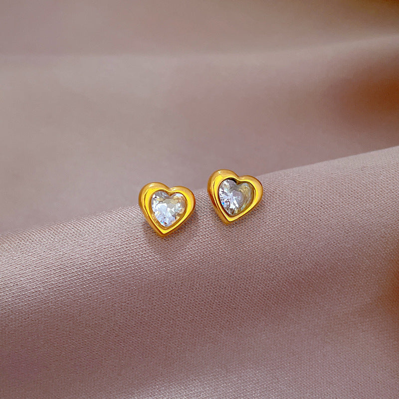 Minimalist Sweet Geometric Titanium Steel Plated Stud Earrings
