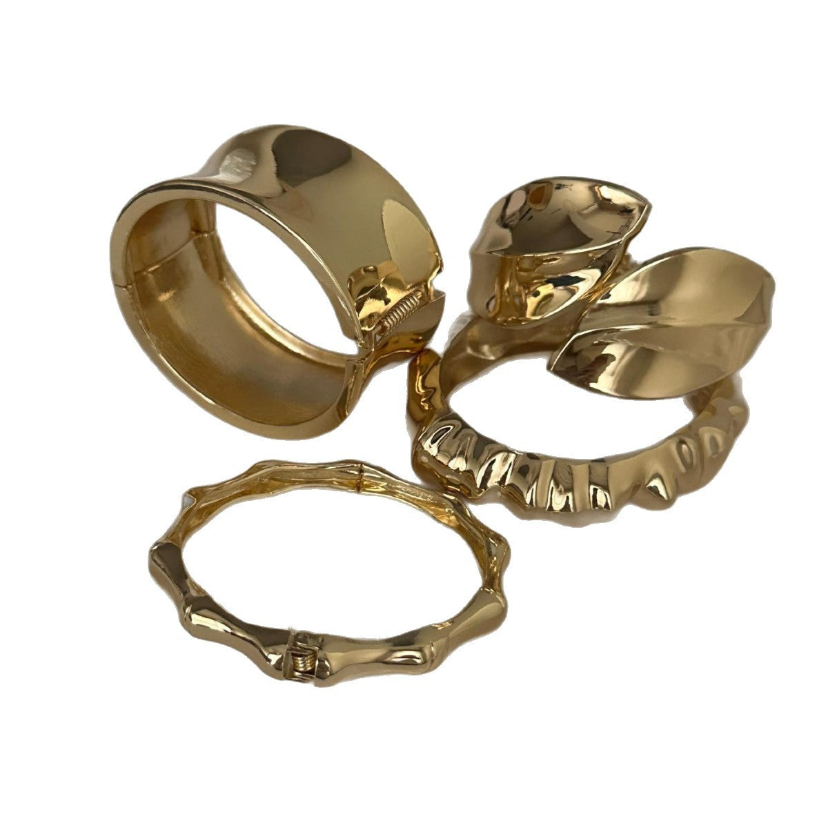 Fashion Minimalist Geometric Open Cuff Bracelet for Women Alloy Plated Smooth Wrap Design