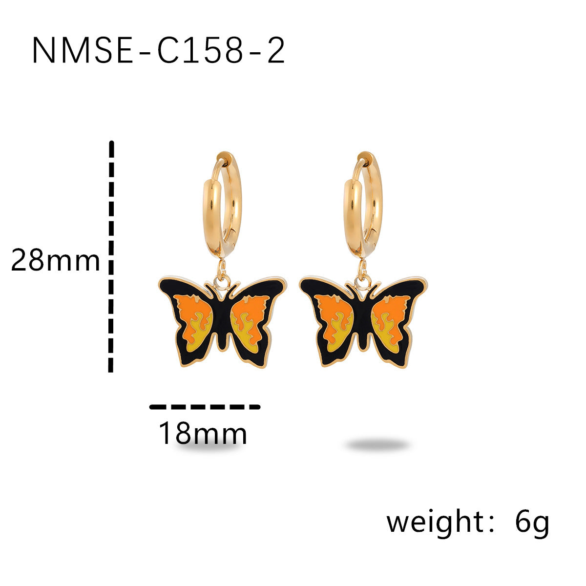 Fashionable Butterfly-Shaped Titanium Steel Earrings for Women with 18K Gold Plating and Polished Finish