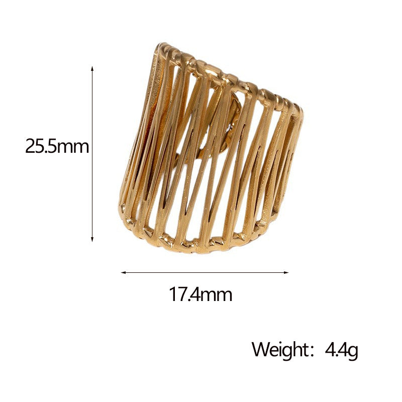 Light Luxury Geometric Open Ring 18K Gold Plated Stainless Steel Women's Fashion Jewelry