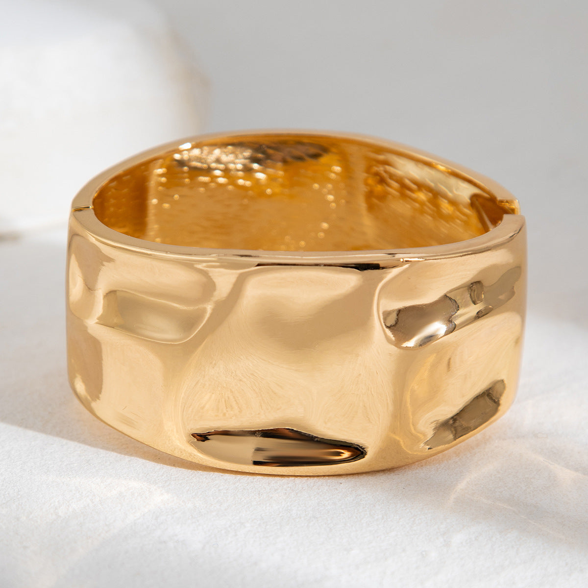 Geometric Liquid Metal Plated Cuff Bracelet for Women
