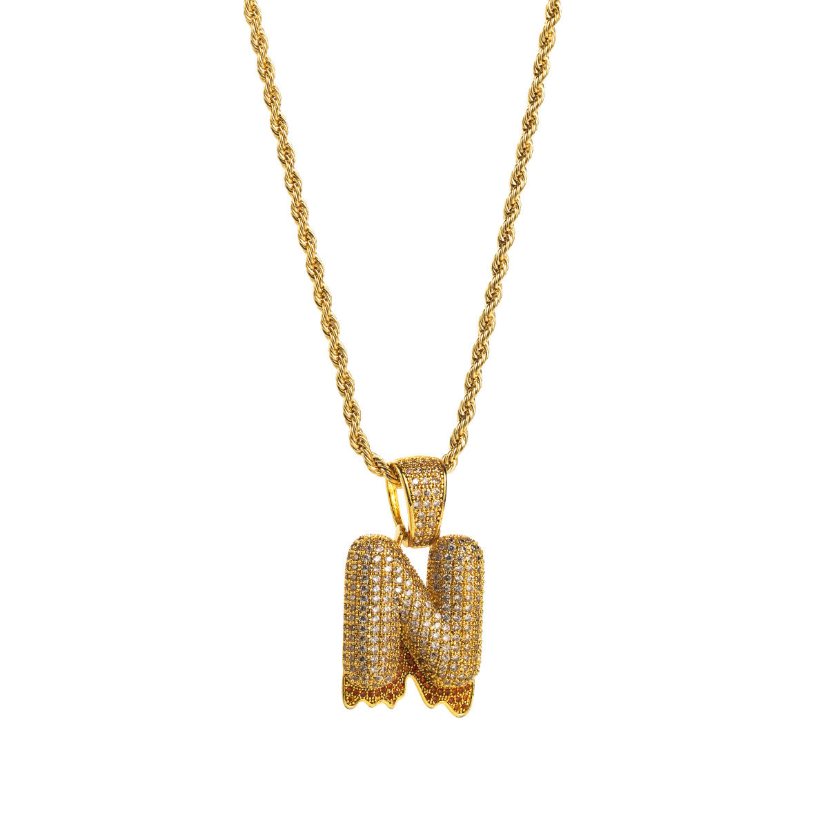 Collana con ciondolo a lettera "Sweet-Edgy" da donna in ottone con intarsio in zirconi cubici su catena a clavicola