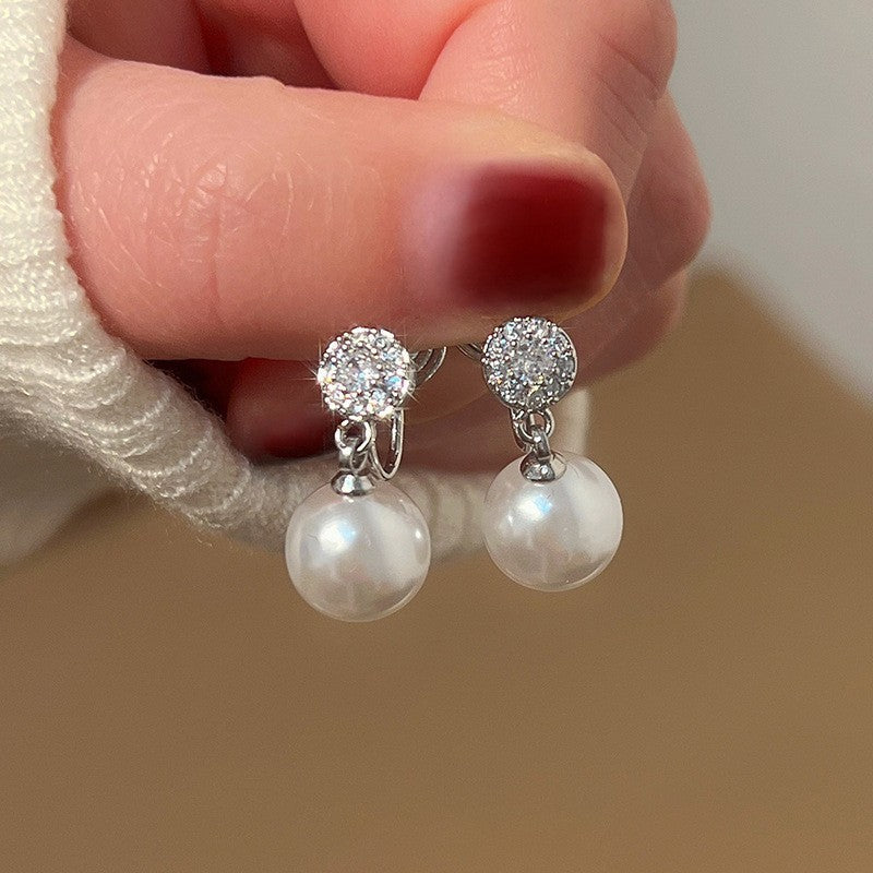 Orecchini a perno con perle stile vintage francese elegante con perni in acciaio placcato per donna, uso quotidiano, design rotondo geometrico minimalista, look di lusso