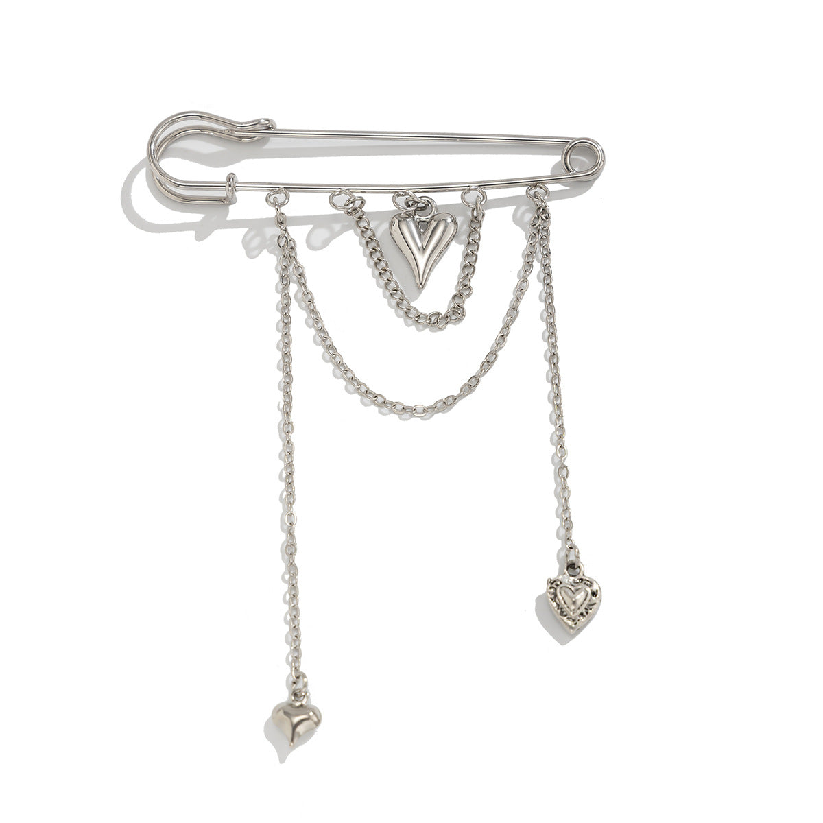 Broche perlado con nudo de lazo estilo Ins y forma de corazón con borla y cadena para mujer
