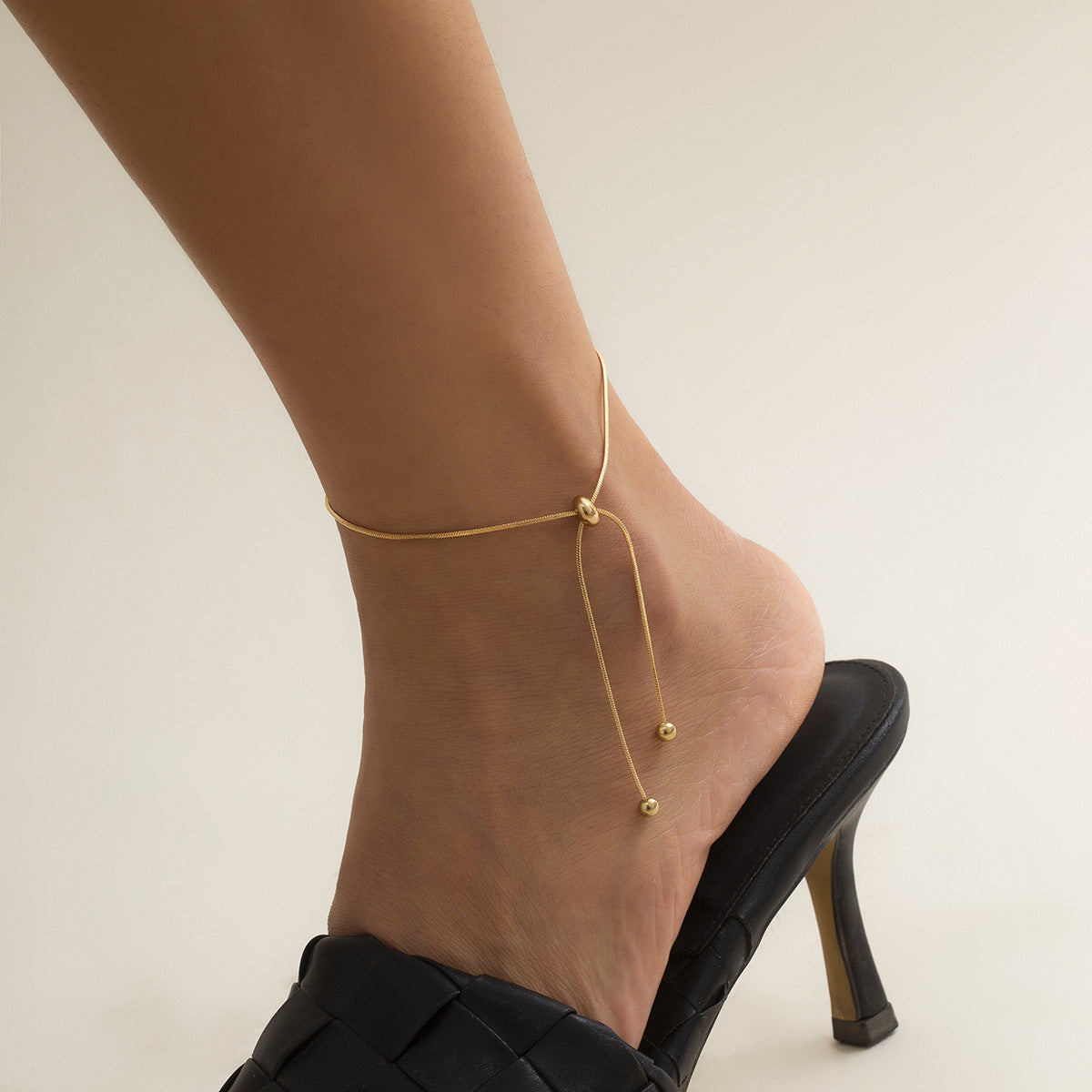 Minimalist Square Brass Plated Cable Chain Necklace with Tassel Adjustable