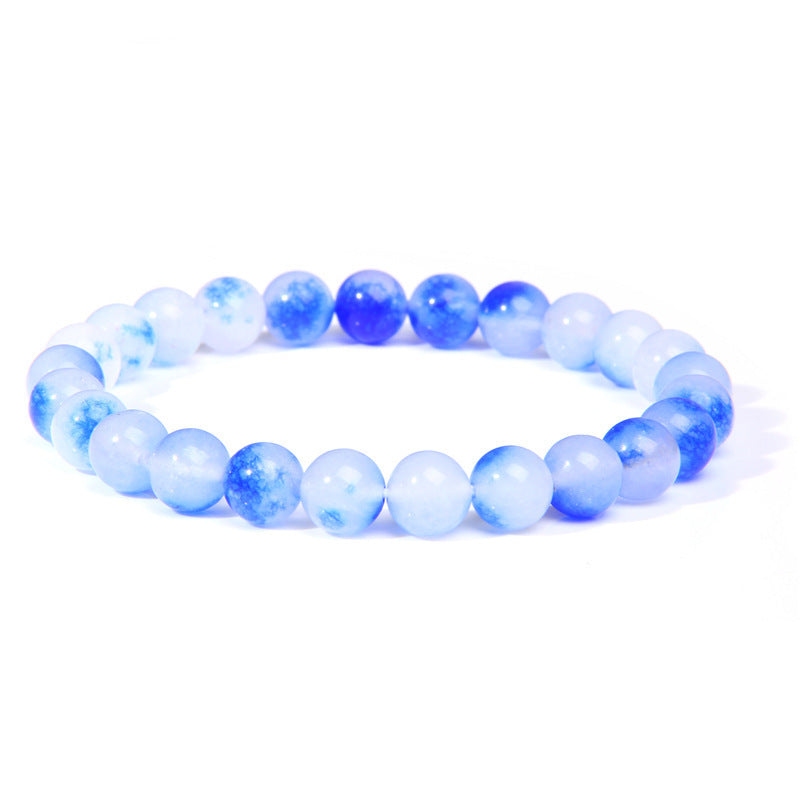 Natural Volcanic Stone and Agate Beaded Bracelet Geometric Round Unisex Fashion Jewelry