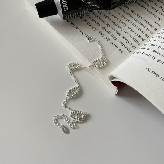 Pulsera de doble anillo chapada en plata de ley 925 minimalista para mujer